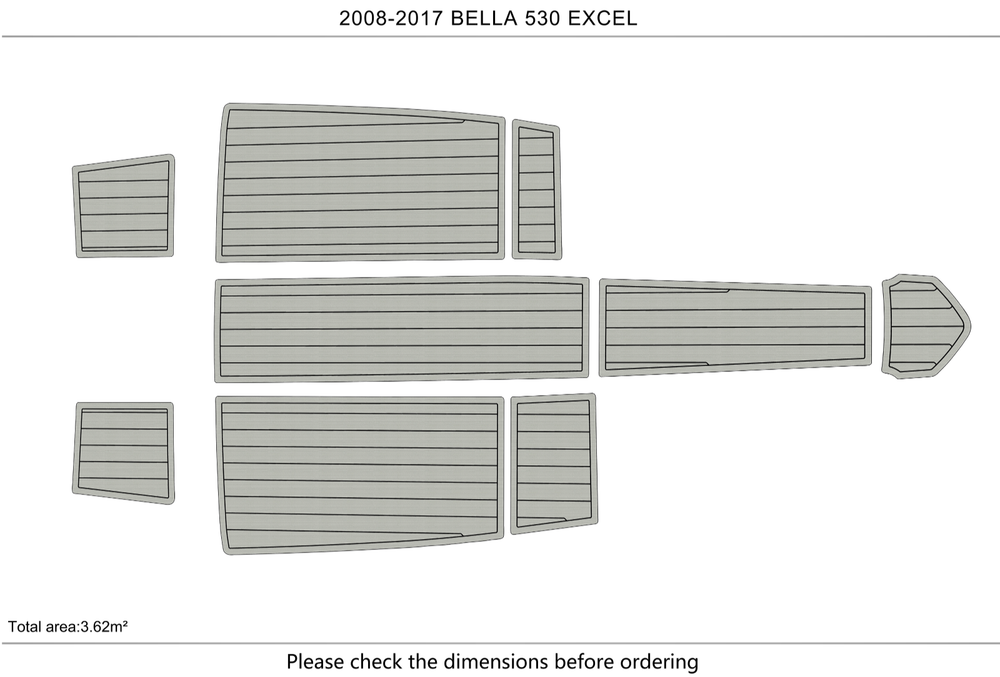 2008-2017 Bella 530 EXCEL Cockpit Swim platform 1/4" 6mm EVA faux teak mat Floor