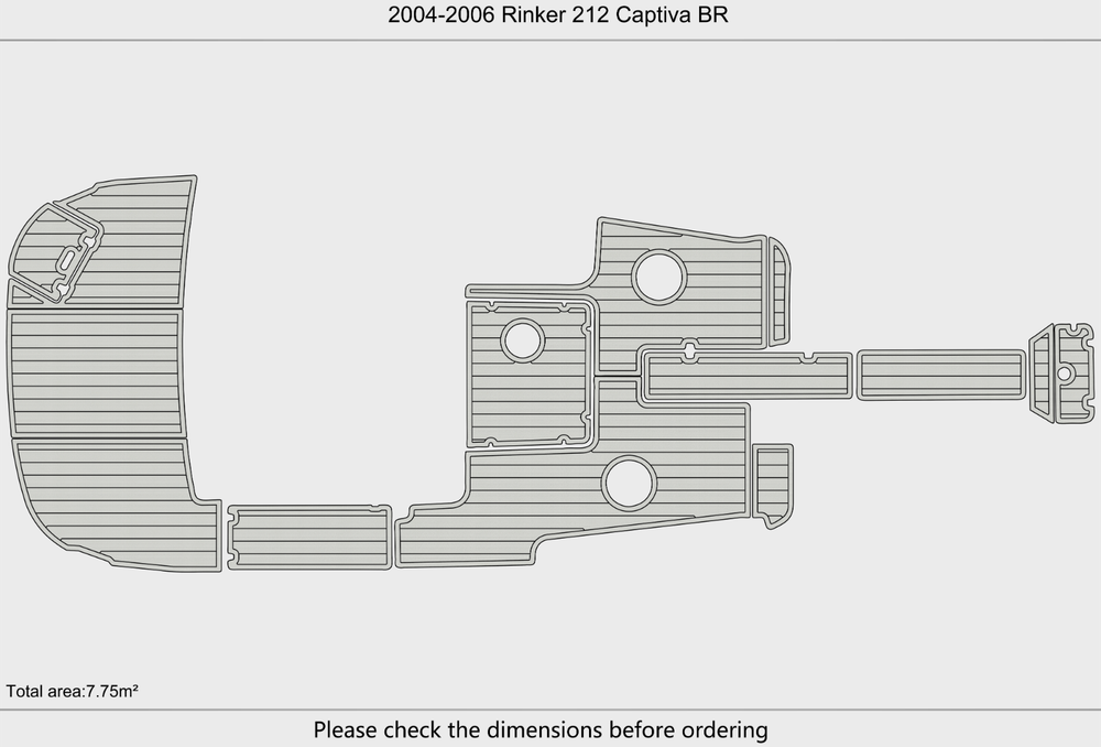2005-2006 Rinker 212 Captiva BR Cockpit Swim platform bow 1/4"6mm EVA foam floor