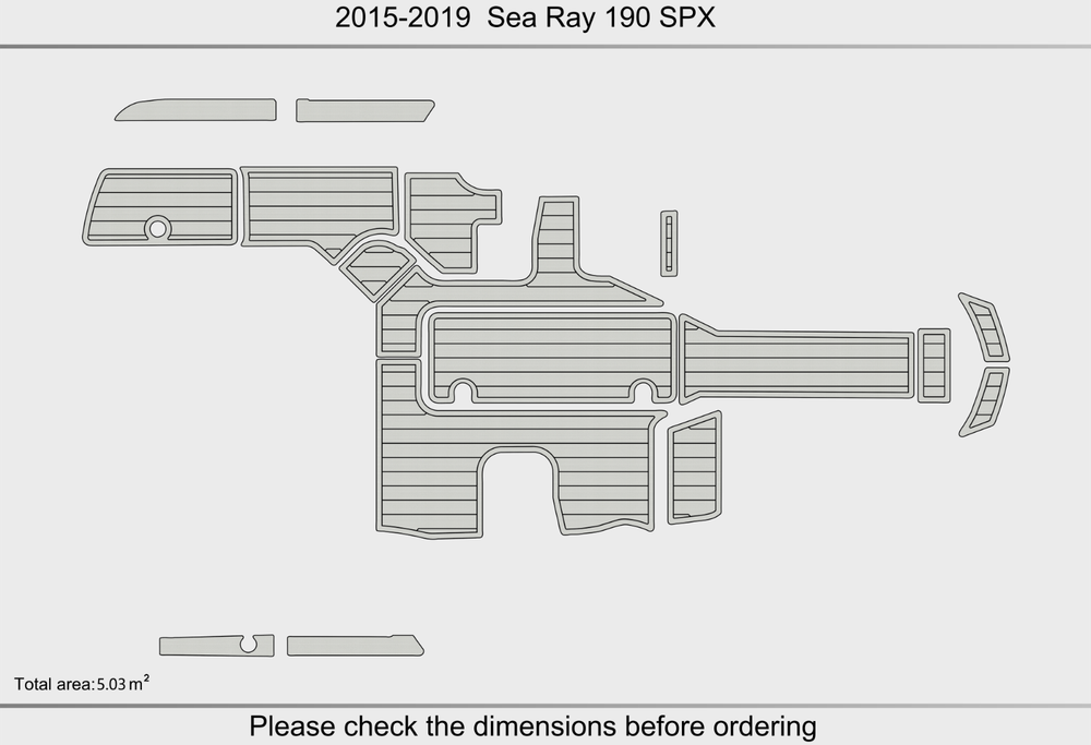 2015-2019 Sea Ray 19 SPX Cockpit bow 1/4"6mm EVA foam faux mat floor