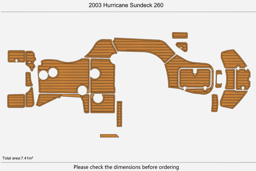 2003 Hurricane 260 Sundeck Anti-slip mat Custom EVA faux teak marine flooring