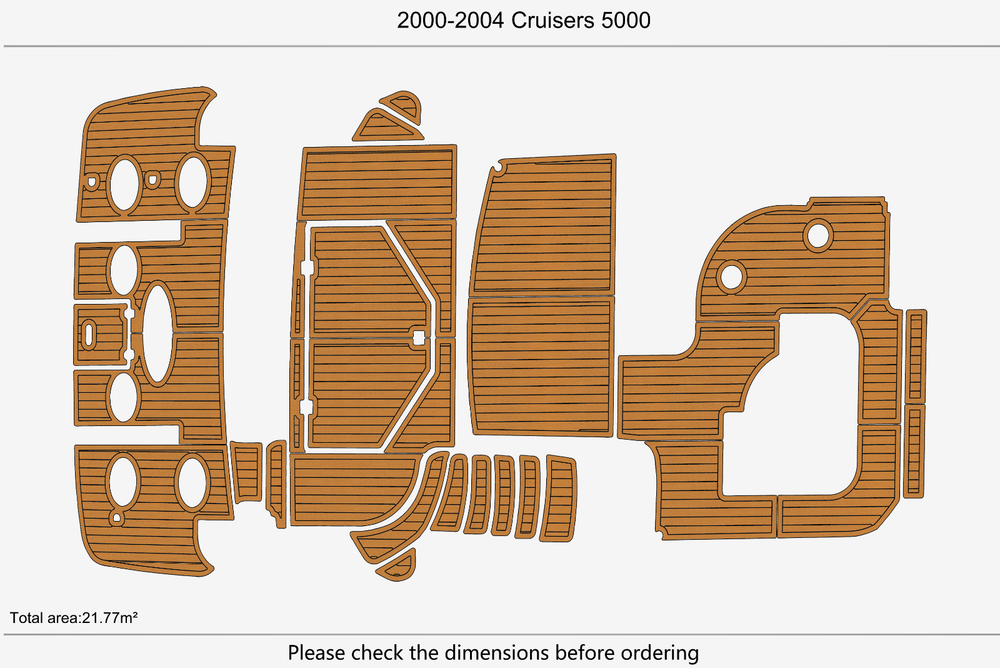 2000-2004 Cruisers 5000 Cockpit Swim Platform Pads 1/4" 6mm EVA Teak Deck floor