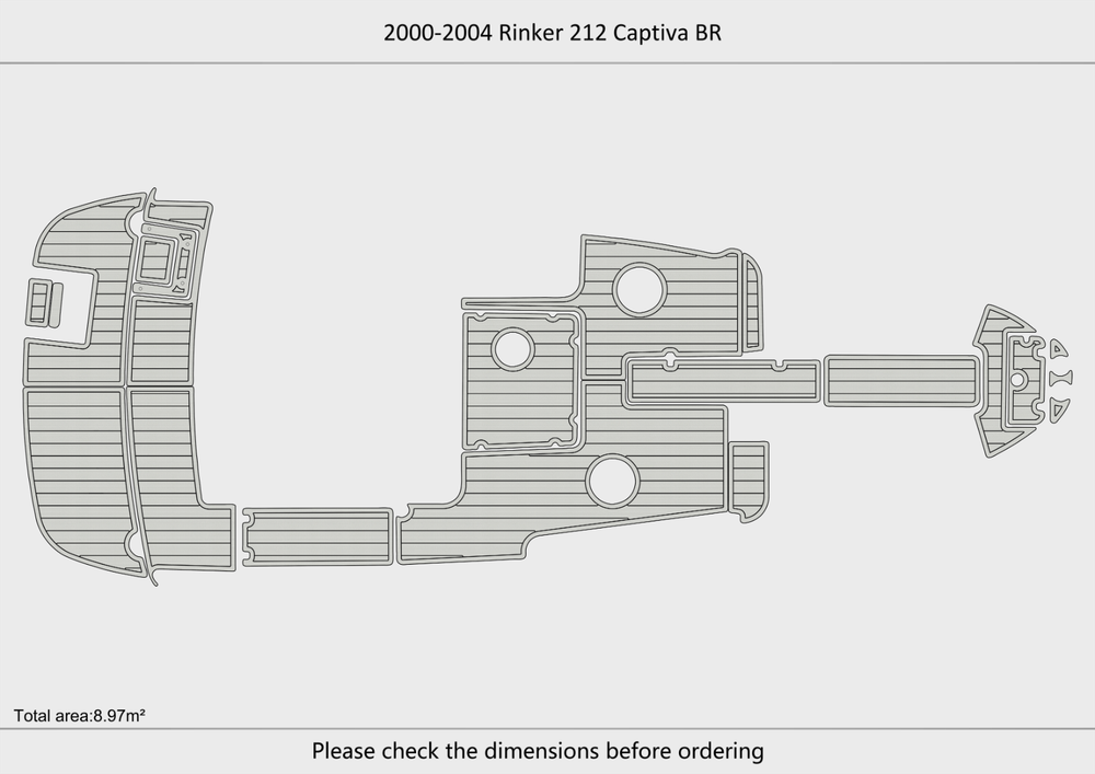 2000-2004 Rinker 212 Captiva BR Cockpit Swim platform bow 1/4"6mm EVA foam floor