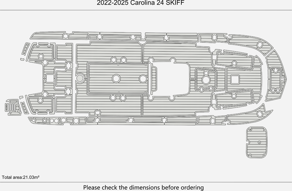 2022-2025 Carolina 24 SKIFF Cockpit Swim platform 1/4" 6mm EVA Teak deck floor