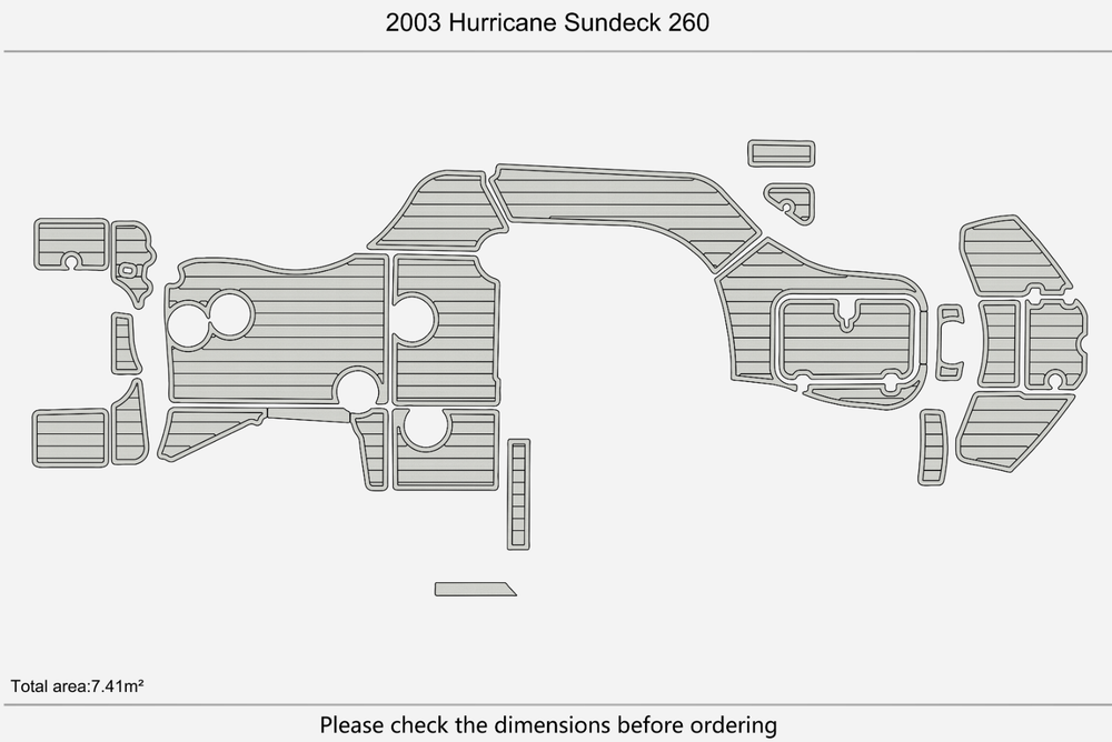 2003 Hurricane 260 Sundeck Anti-slip mat Custom EVA faux teak marine flooring