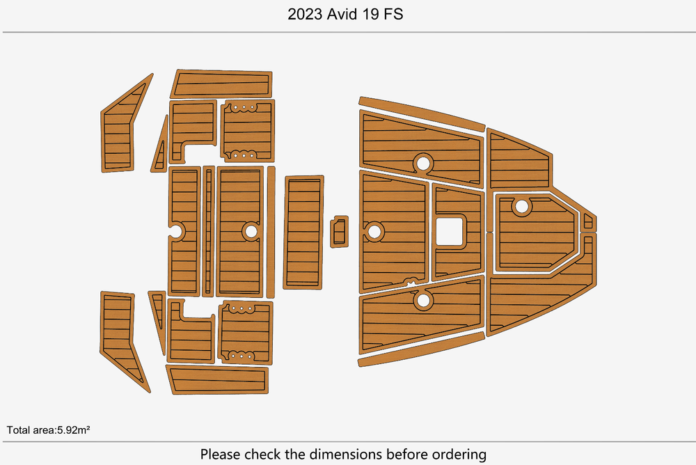 2023 Avid 19 FS Cockpit 1/4" 6mm EVA Teak deck floor