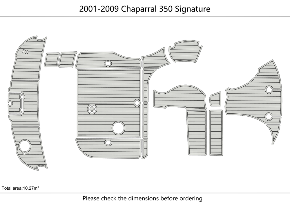 2001-2009 Chaparral 350 Signature Cockpit Swim platform 1/4"6mm EVA floor