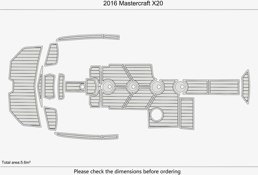 2016 Mastercraft X20 Anti-slip mat Custom EVA faux teak marine deck flooring