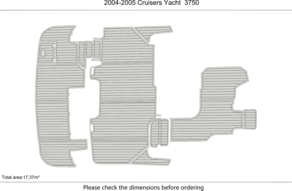1999-2005 Cruisers Yacht 3750 Swim platform bow 1/4" 6mm EVA Teak deck floor