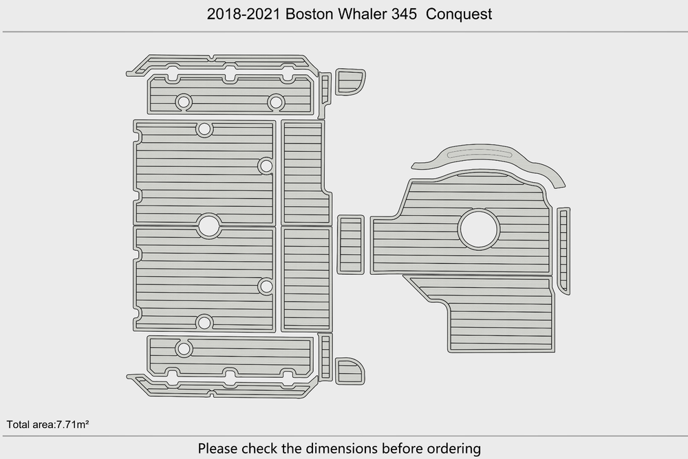 2018-2021 Boston Whaler 345 Conquest Cockpit 1/4"6mm EVA Foam marine floor