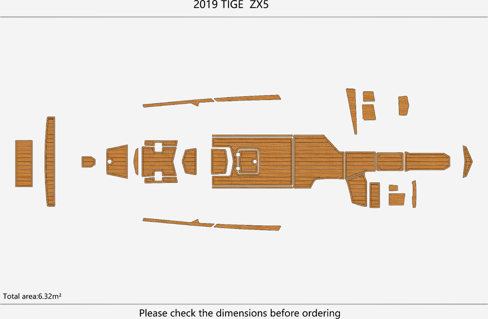 2019 TIGE ZX5 Cockpit BOW 1/4"6mm EVA foam faux Non-Slip MAT Marine floor