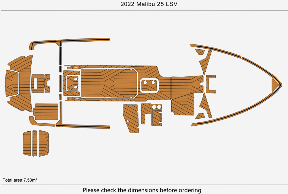2022 Malibu 25 LSV Cockpit Swim platform 1/4" 6mm EVA Faux teak floor