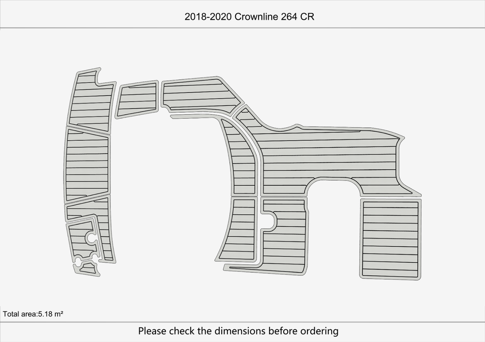 2018-2020 Crownline 264 Cockpit swim platform 1/4" 6mm EVA Foam Teak MAT floor