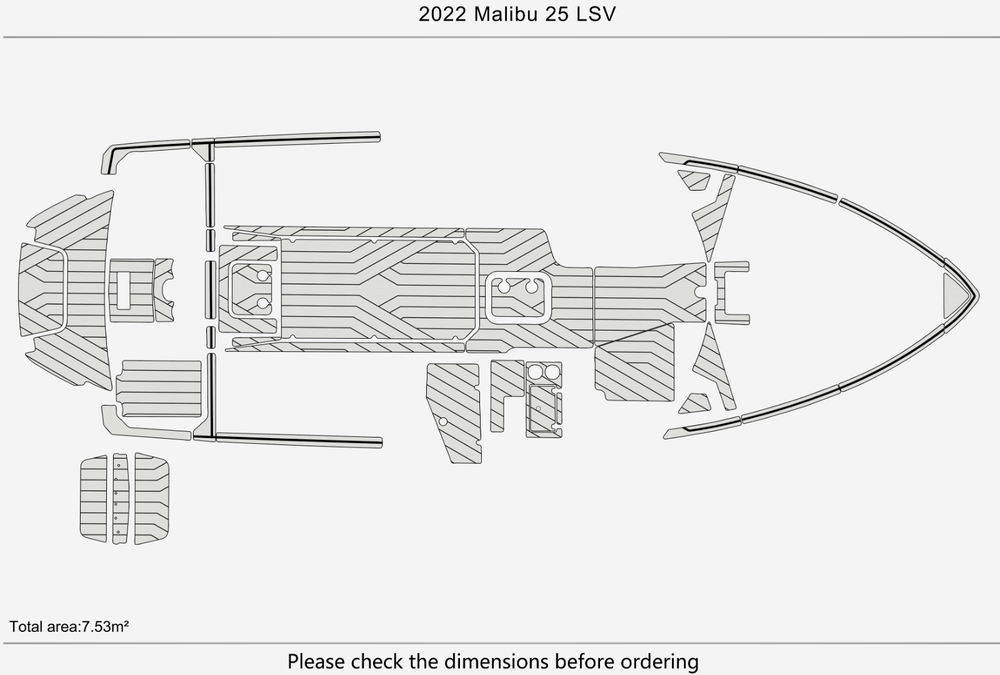 2022 Malibu 25 LSV Cockpit Swim platform 1/4" 6mm EVA Faux teak floor