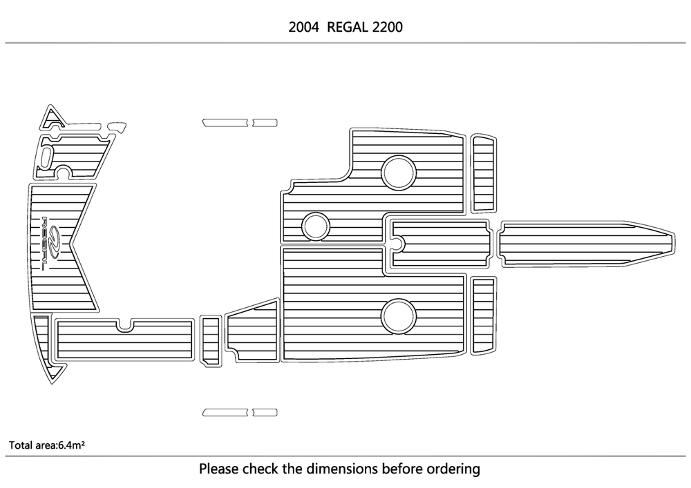 2004 REGAL 2200 Cockpit Swimming platform Pads 1/4" 6mm EVA FaUX Teak floor