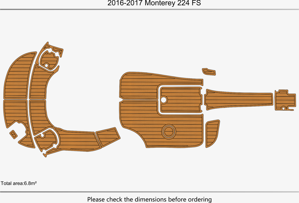 2016-2017 Monterey 224 Cockpit swimming platform Pads 1/4" 6mm EVA Teak Decking
