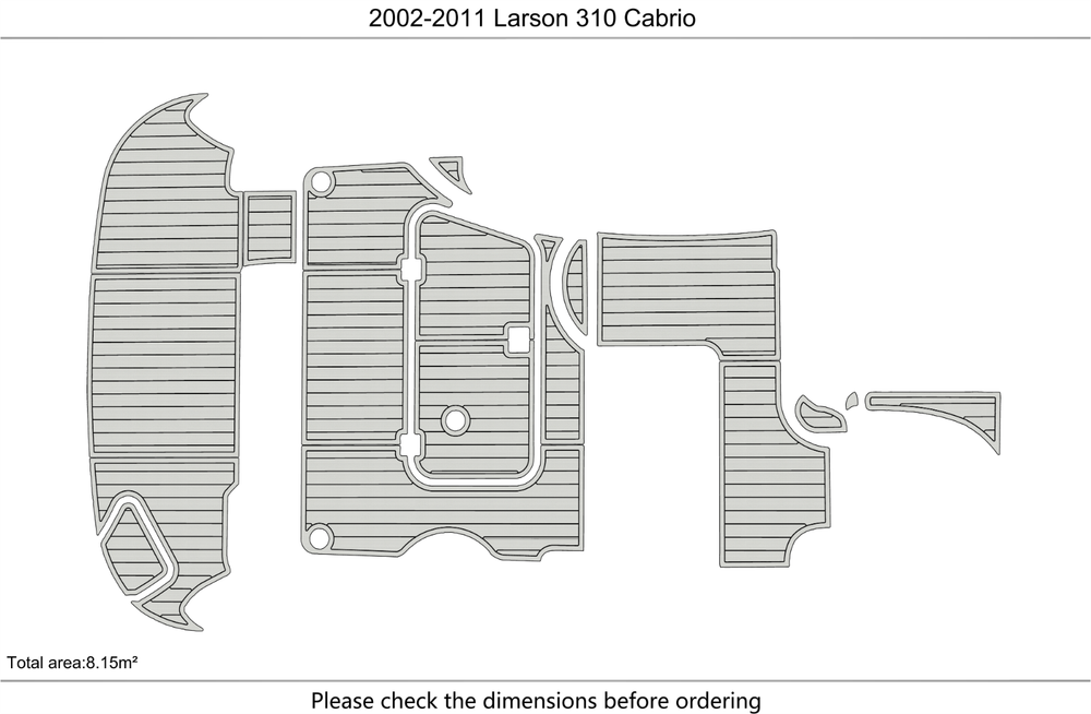 2002-2011 Larson 310 Cabrio Cockpit Swim platform bow1/4"6mm EVA foam faux floor