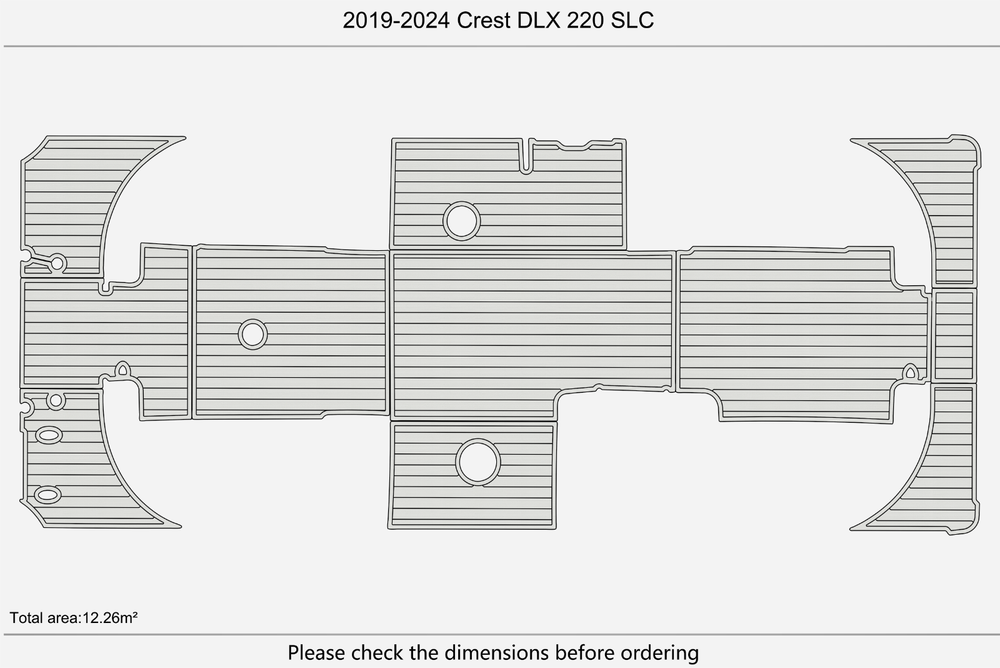 2019-2024 Crest DLX 220 SLC Cockpit Swim Platform 1/4" 6mm EVA Teak Deck floor