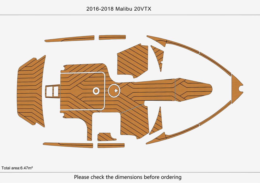 2016-2018 Malibu 20 VTX Cockpit Swim platform bow 1/4"6mm EVA Foam faux floor