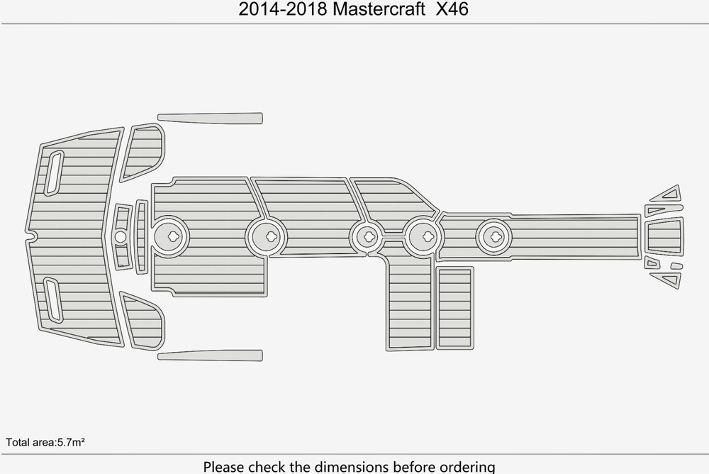 2014-2018 Mastercraft X46 Anti-slip Custom EVA faux teak marine deck flooring