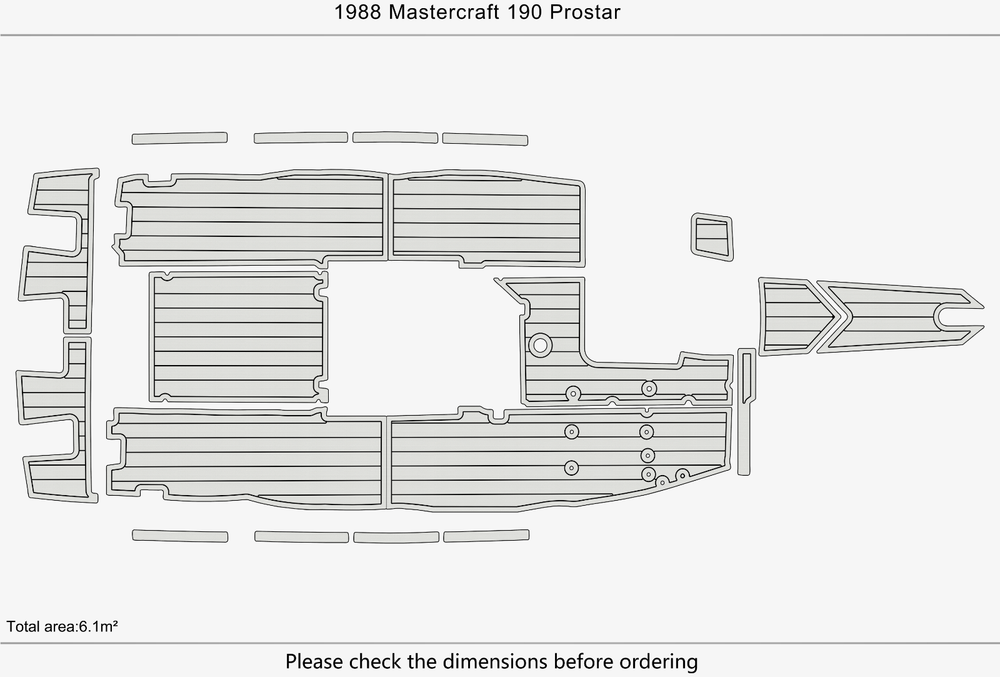 1988-1989 Mastercraft 190 Prostar Anti-slip Custom EVA faux teak marine flooring