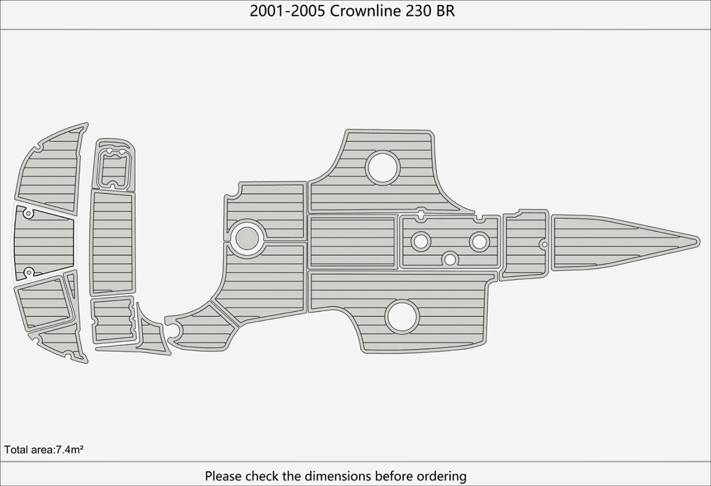 2001-2005 crownline 230 BR Cockpit Swim platform 1/4"6mm EVA floor