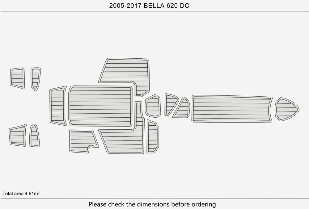 2005-2017 Bella 620 DC Marine teak deck EVA Foam Boat fuax foam mat flooring