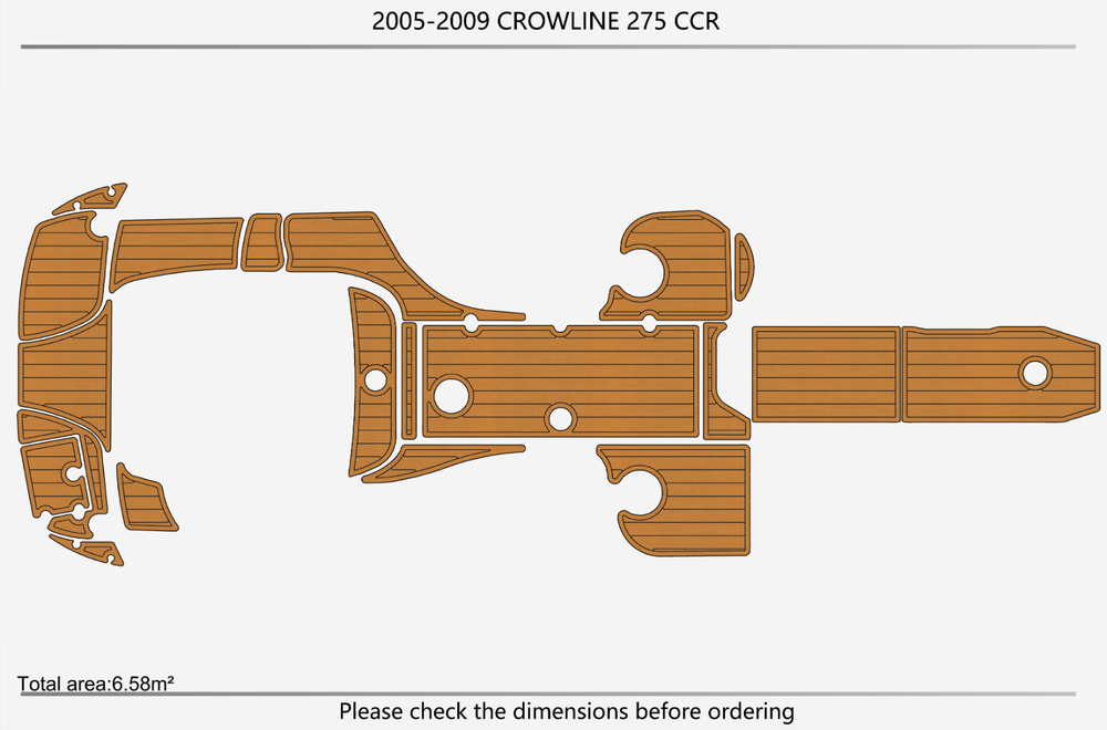 2005-2009 Crownline 275 CR Cockpit swim platform 1/4" 6mm EVA Faux Teak mat Deck