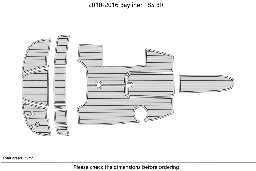 2010-2016 Bayliner 185 BR Cockpit Swim platform 1/4" 6mm EVA faux teak mat Floor