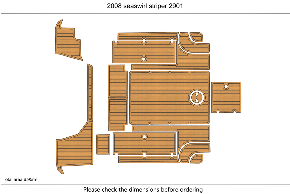 2008 seaswirl striper 2901 swim platform &cockpit 1/4" 6mm EVA teak FLOOR