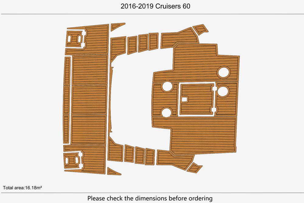 2016-2019 Cruisers 60 Cockpit Swim platform 1/4"6mm EVA Foam carpet mat floor