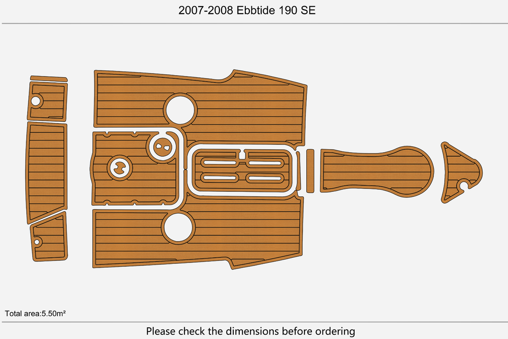 2007-2008 Ebbtide 190 SE Cockpit Swim platform 1/4" 6mm EVA Teak Deck floor