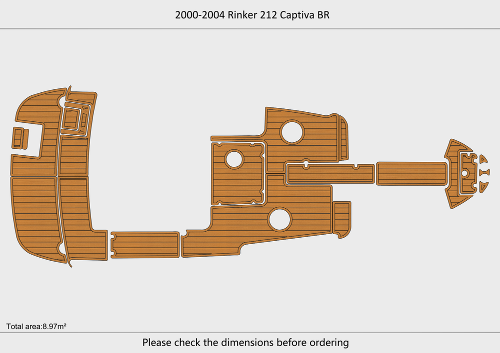 2000-2004 Rinker 212 Captiva BR Cockpit Swim platform bow 1/4"6mm EVA foam floor
