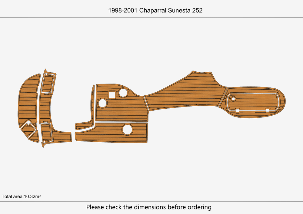 1998-2001 Chaparral 252 Sunseta Anti-slip Custom EVA teak marine deck flooring