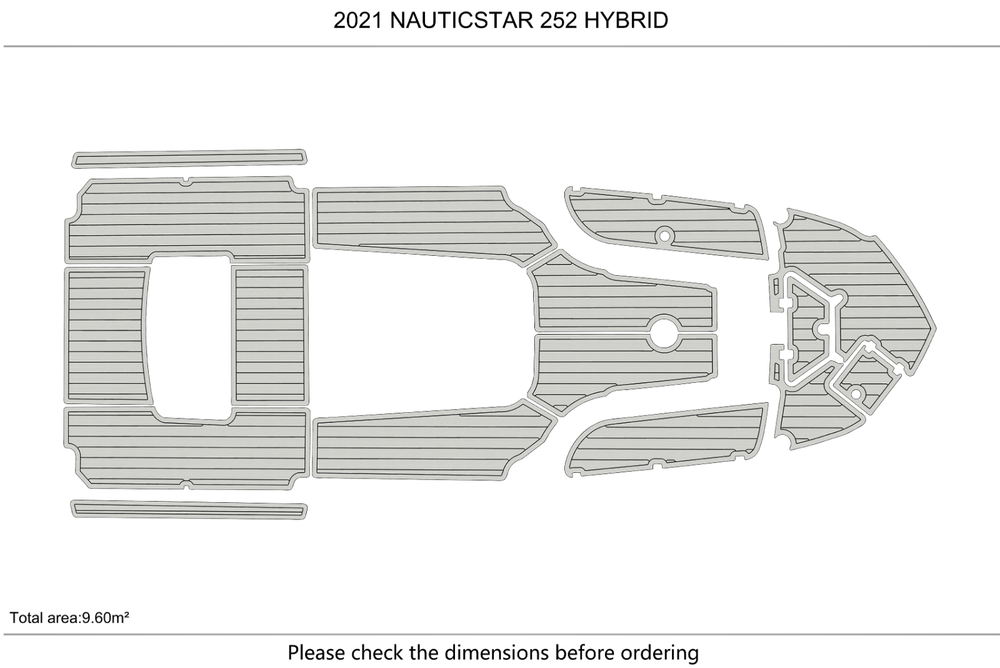 2021 Nauticstar 252 Hybrid Cockpit swimming platform 6mm faux teak floor mat