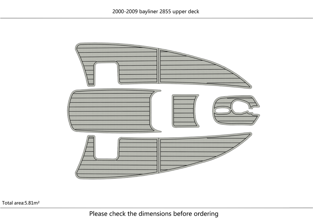 2000-2009 Bayliner 2855 Upper Deck Cockpit 1/4" 6mm EVA faux teak mat floor