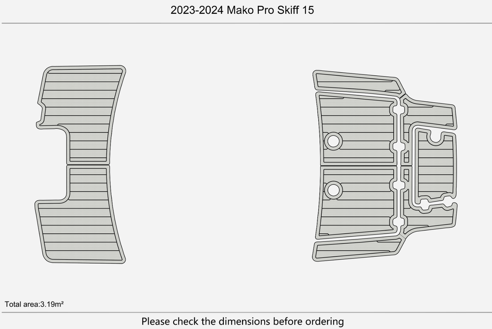 2023-2024 Mako Pro Skiff Deck Anti-slip mat Custom EVA faux teak marine flooring