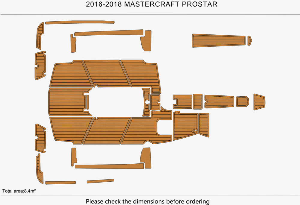 2016-2018 mastercraft PROStar Cockpit EVA Faux teak floor 1/4" 6mm Non-slip mat