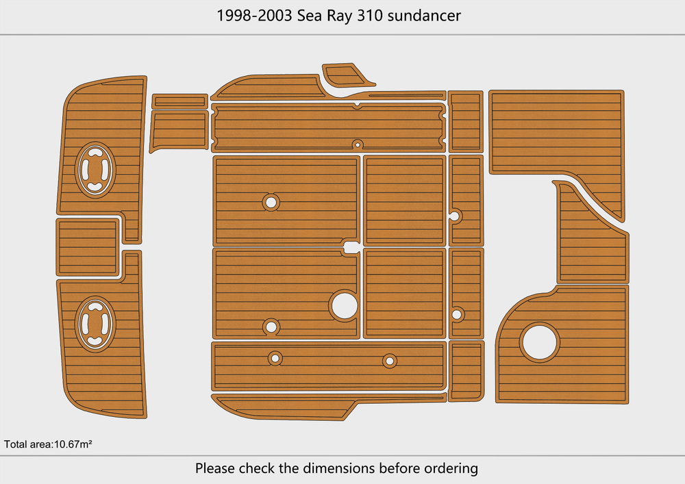 1998-2003 Sea Ray 310 sundancer Cockpit Swim platform bow 1/4"6mm EVA foam floor