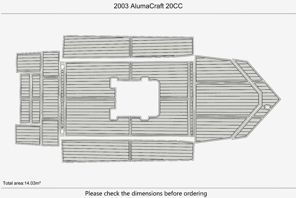 2003 AlumaCraft 20CC Cockpit Swim Platform 1/4" 6mm EVA Teak deck floor