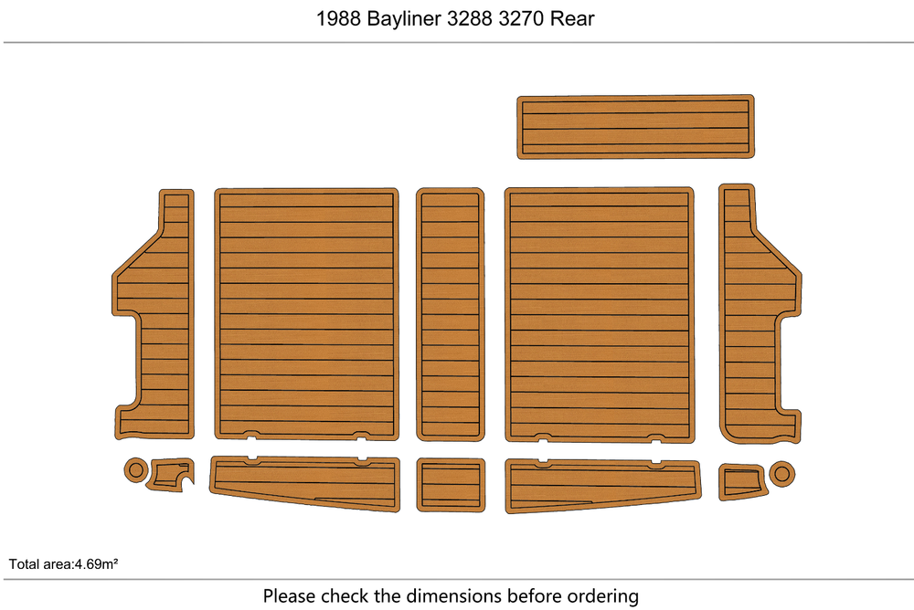 1988-1995 Bayliner 3288 3270 Cockpit Swim platform 1/4"6mm EVA foam faux floor