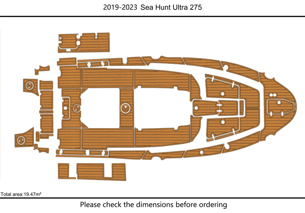 2019-2023 SEA HUNT 275 ULTRA se cc Cockpit Swim platform 1/4"6mm EVA Foam floor