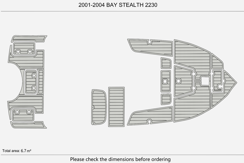 2001-2004 Bay Stealth 2230 Cockpit Swim platform 1/4" 6mm EVA Teak deck floor