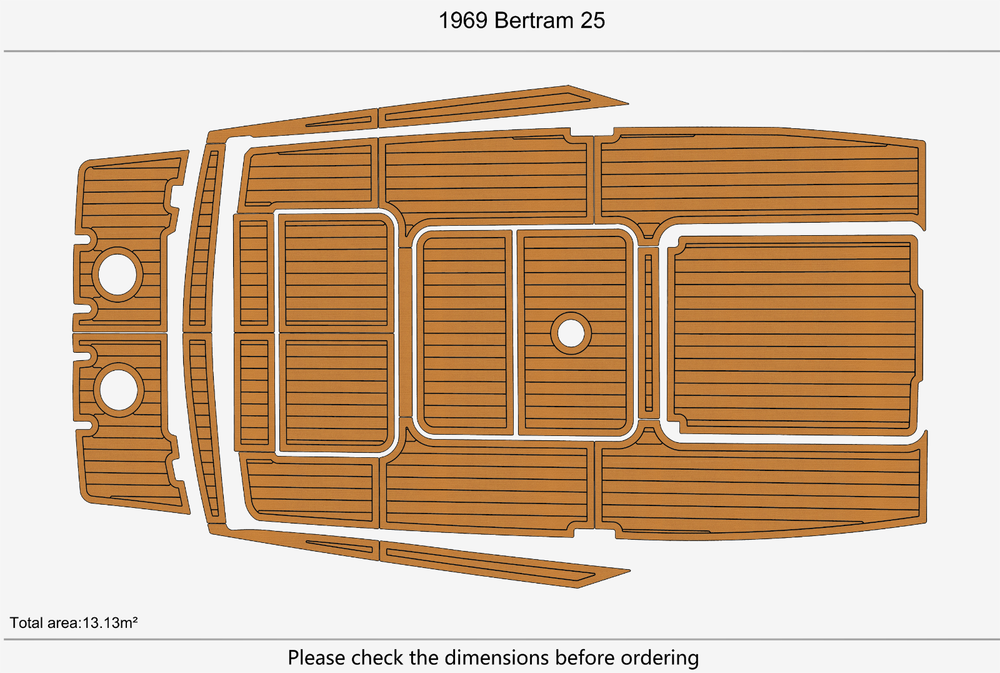 1969 Bertram 25 Cockpit Swim platform 1/4" 6mm EVA Teak deck floor