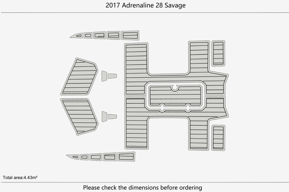 2017 Adrenaline 28 Savage Cockpit Swim Platform Pads 1/4" 6mm EVA deck floor