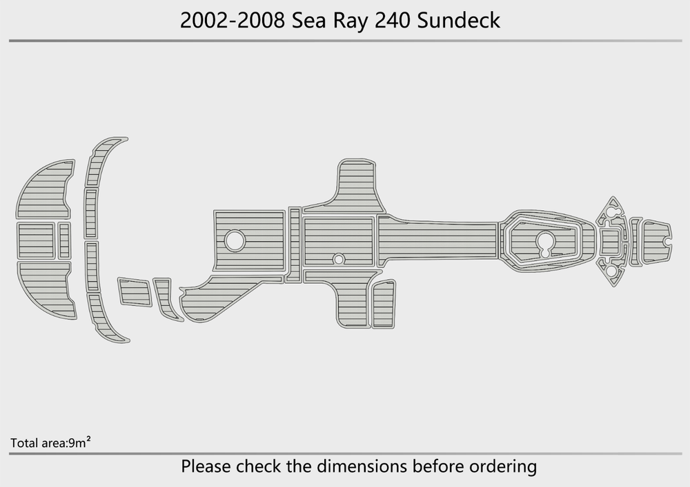 2002-2008 Sea Ray 240 sundeck Cockpit Swim platform 1/4" 6mm EVA faux teak Floor