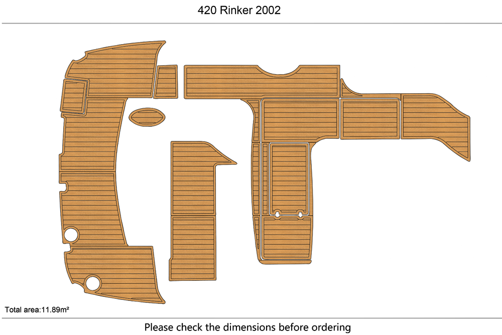 2002 Rinker 420 Cockpit swim platform 1/4" 6mm EVA Foam faux teak floor