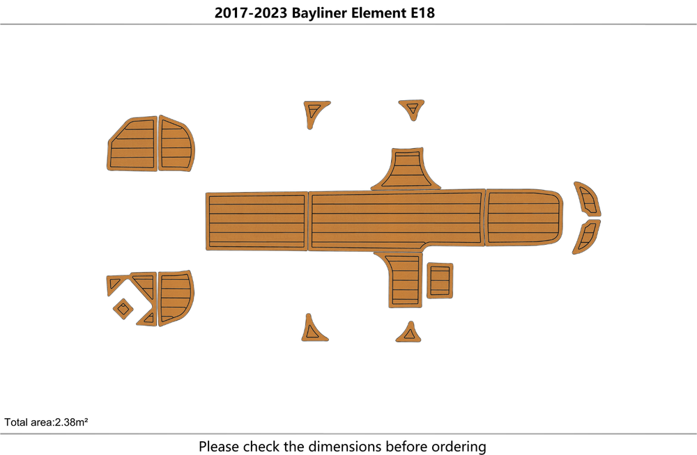 2017-2023 Bayliner Element E18 Cockpit Swim platform Bow 1/4"6mm EVA foam floor