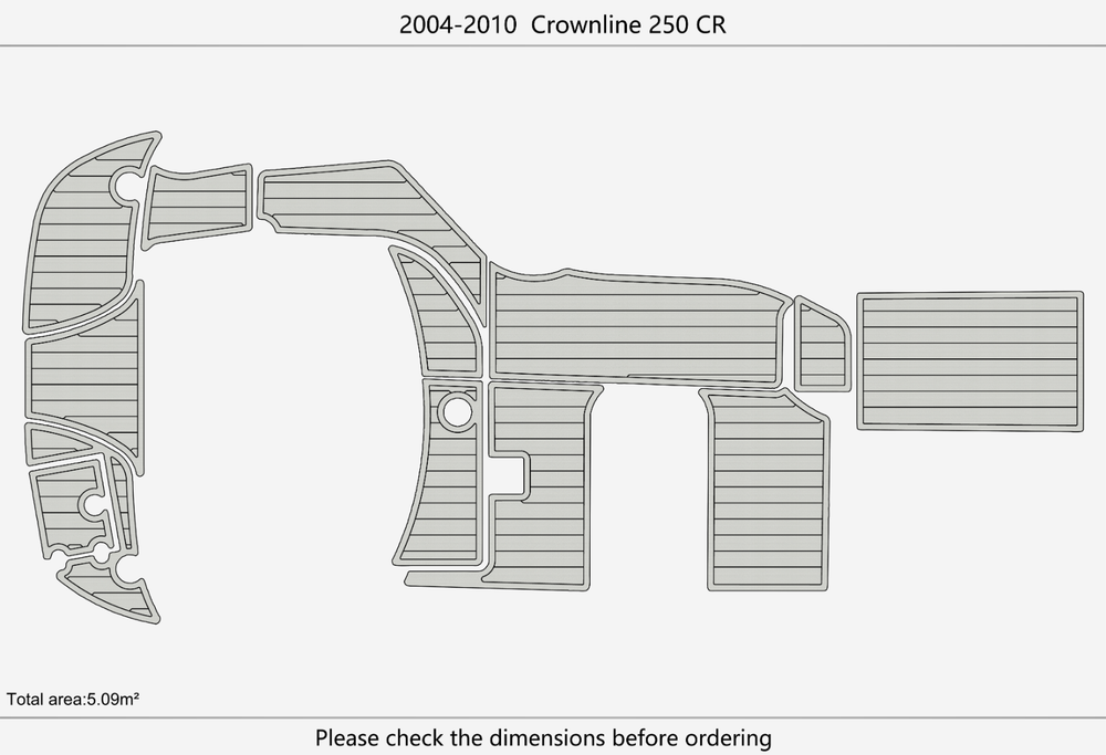 2004-2010 Crownline 250 CR Cockpit Swim platform 1/4" 6mm EVA faux teak Floor