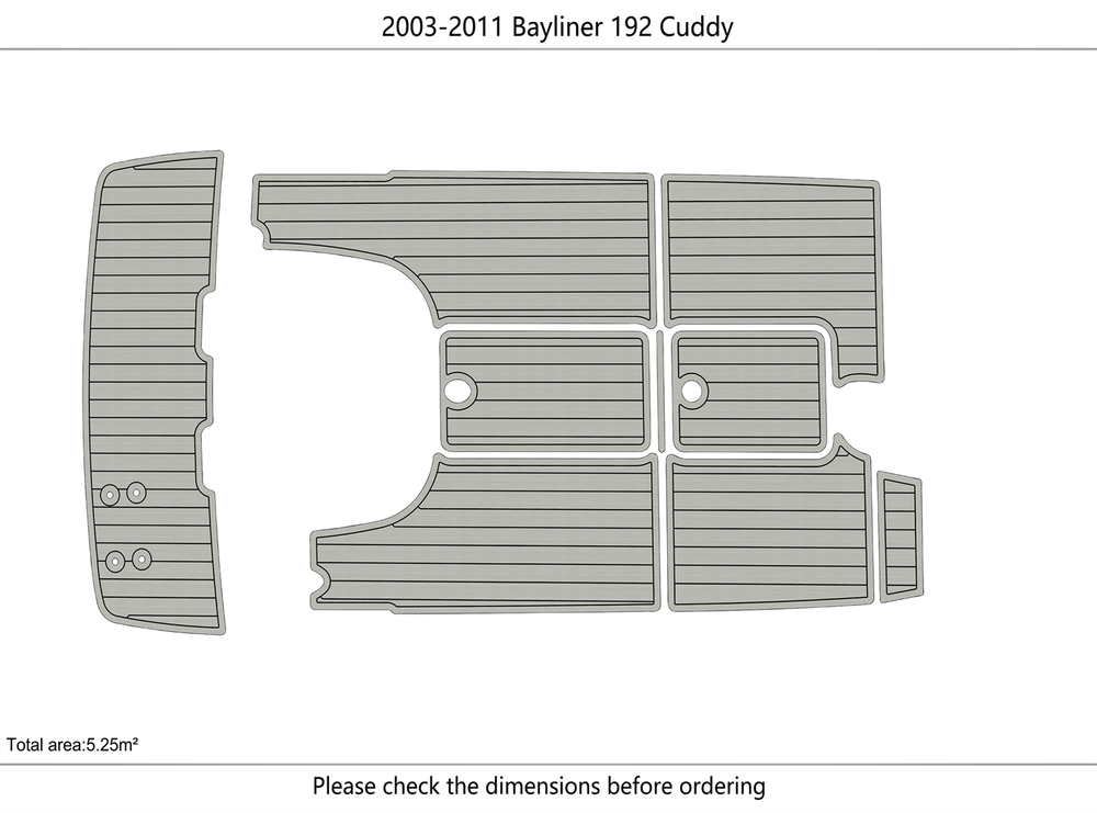 2003-2011 Bayliner 192 Cuddy Swim platform cockpit 1/4" 6mm EVA faux teak Floor