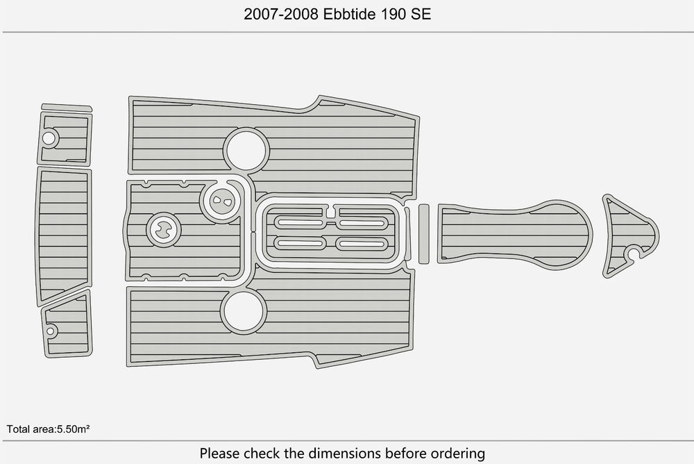 2007-2008 Ebbtide 190 SE Cockpit Swim platform 1/4" 6mm EVA Teak Deck floor